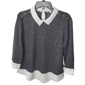 Above and Beyond Layerd Look Sweater Charcoal Gray Preppy Classic New with Tags